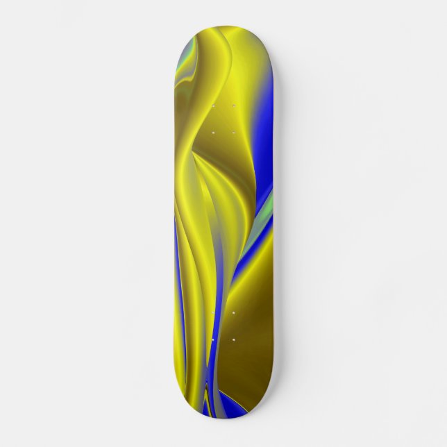 Skateboard 3D Abstract in Gold Yellow Blue (Recto)