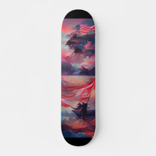 Skateboard 4 juillet Drapeau américain numérique art abstrait