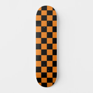 Skateboard À damiers classique (à damiers) orange et noir