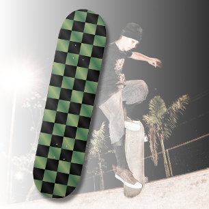 Skateboard À damiers moderne vert olive noir dégradé