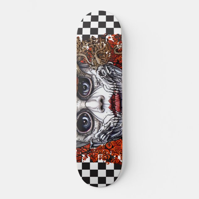 Skateboard À damiers Retro Cool Blue Girl (Recto)