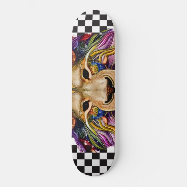 Skateboard À damiers Retro Cool Sweet Lion Eyes (Recto)