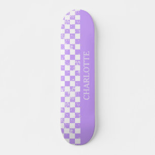 Skateboard À damiers Skate blanc et Lilac
