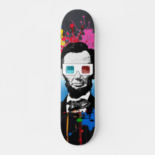 Skateboard Abraham Lincoln Pop Art Multicolore Éclaboussure d
