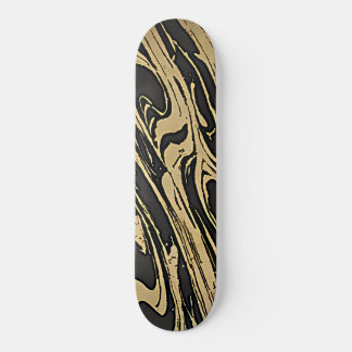 Skateboard Abstract Fluid Art - Black Marble Effect