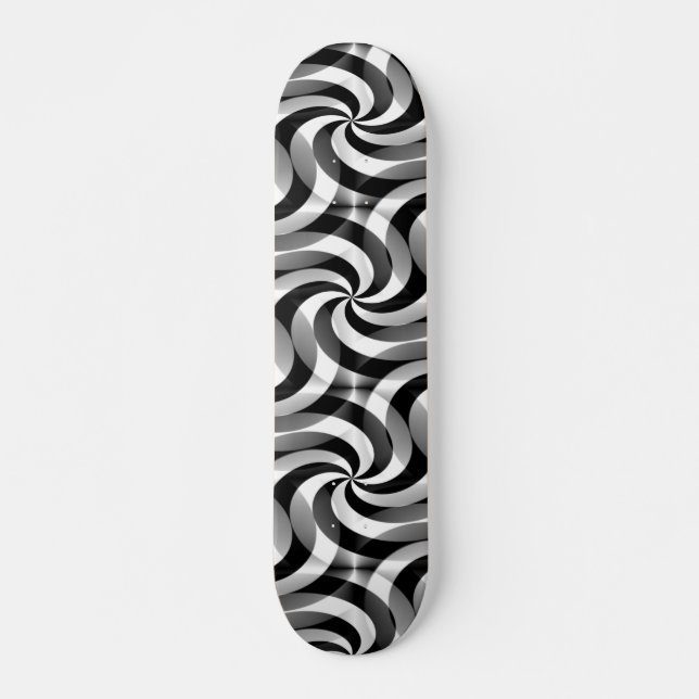 Skateboard Abstract Pattern ART - swirls black & white small (Devant)