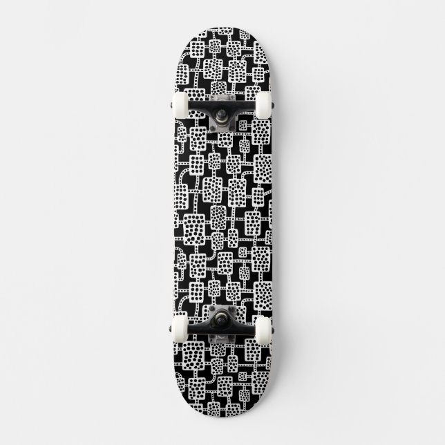 Skateboard Abstrait 041113 - Blanc sur noir (Recto)