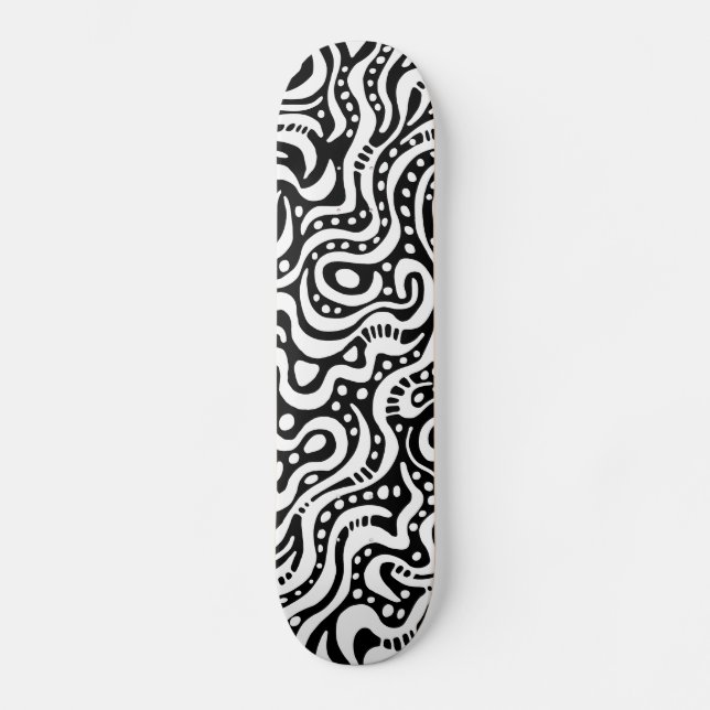 Skateboard Abstrait 041211v1 - Blanc sur noir (Recto)