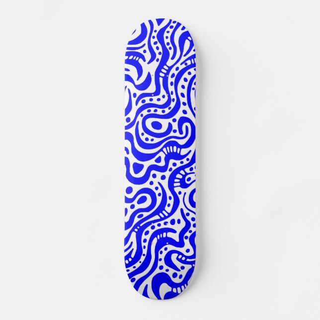 Skateboard Abstrait 041211v1 - Bleu sur blanc (Recto)