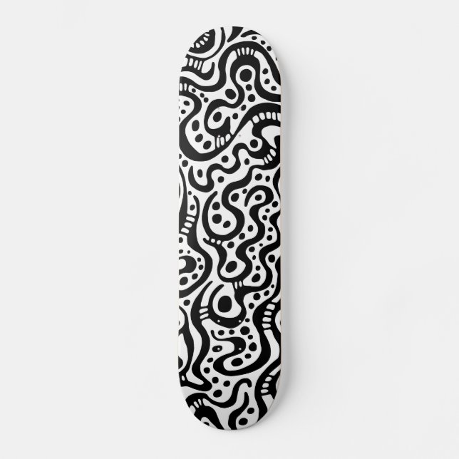 Skateboard Abstrait 041211v3 - Noir sur bois (Recto)