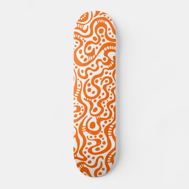 Skateboard Abstrait 041211v3 - Orange en blanc (Recto)
