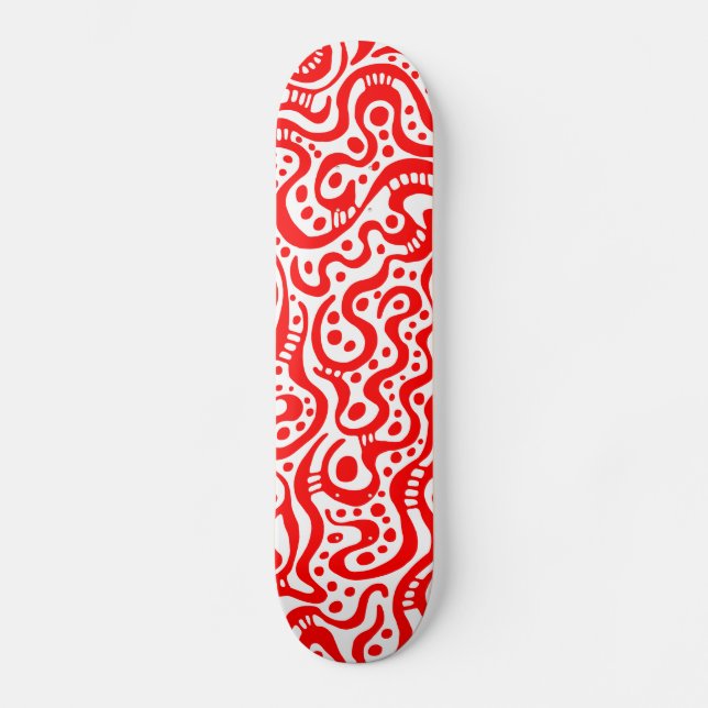 Skateboard Abstrait 041211v3 - Rouge sur blanc (Recto)
