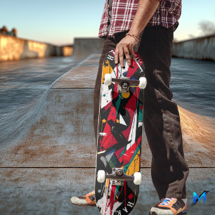 Skateboard Abstrait dynamique - Expressionniste géométrique g
