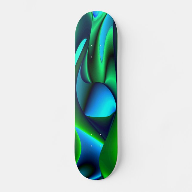 Skateboard Abstrait en bleu vert noir (Recto)