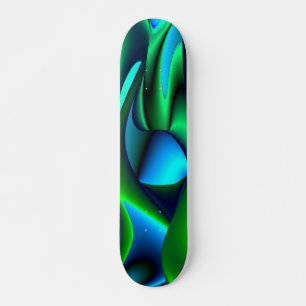 Skateboard Abstrait en bleu vert noir