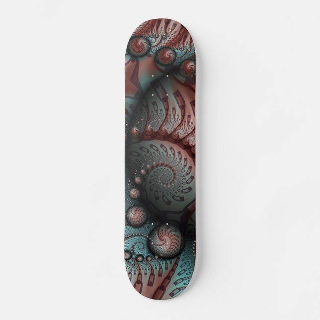 Skateboard Abstrait Fantastique Vivid Art Fractal Brun Bleu (Recto)