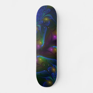 Skateboard Abstrait Moderne Trippy Fractal Lumineux Coloré