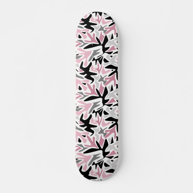 Skateboard Abstrait, Noir et Rose, Jeunesse, Jeu moderne (Devant)