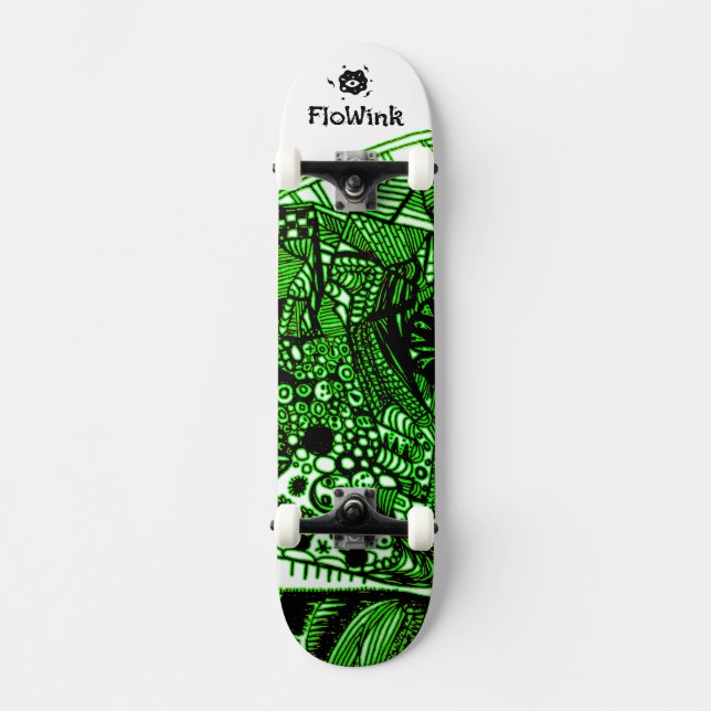 Skateboard Abstrait noir vert (Recto)