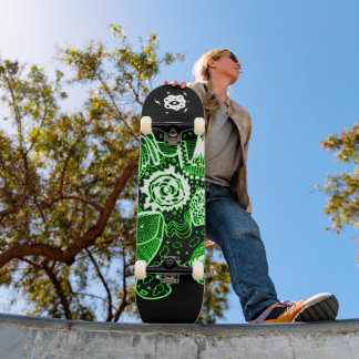 Skateboard Abstrait noir vert blanc