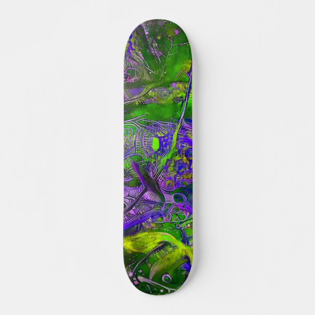 Skateboard Abstrait pourpre et vert (Devant)