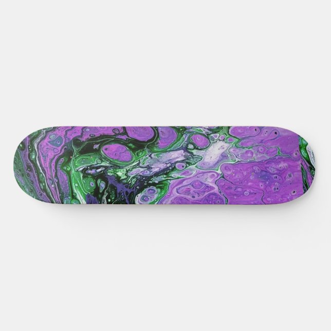 Skateboard Abstrait pourpre et vert (Horz)