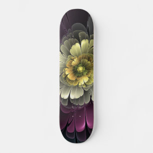 Skateboard Abstrait Purpur moderne Khaki Gris Fleur fractale 