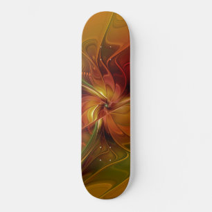 Skateboard Abstrait Rouge orange Brown Vert Fractal Art