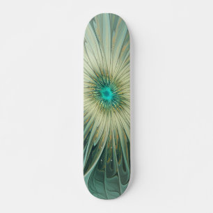 Skateboard Abstrait Sage Green Imaginaire Fleur Fractal Art