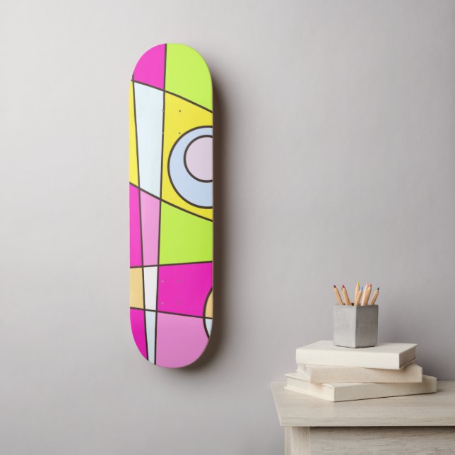 Skateboard Abstrait surf Bright Pink Green Bubblegum (Art mural)