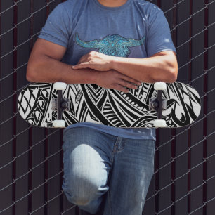 Skateboard Abstrait tribal noir et blanc
