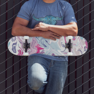 Skateboard Acrylique liquide rose et bleu