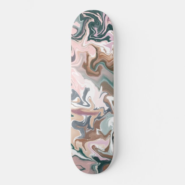Skateboard Acrylique liquide vert et rose (Recto)