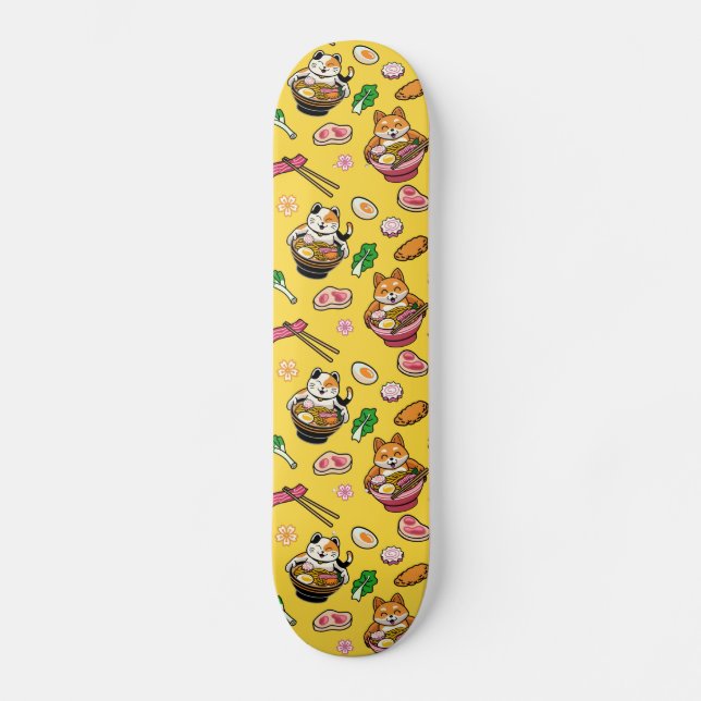 Skateboard Adorable Kawaii Anime Chat Ramen (Recto)