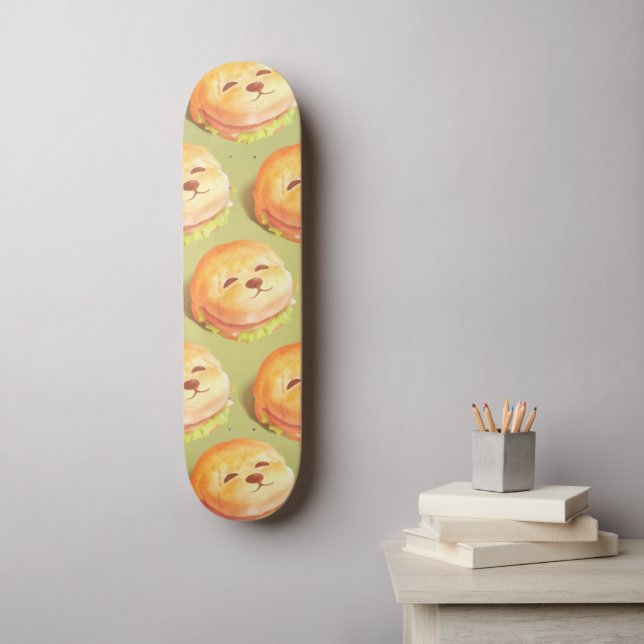 Skateboard Adorable Motif de hamburger visage chien (Art mural)