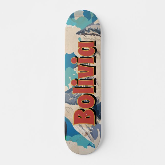 Skateboard Affiche Vintage voyage de Bolivie (Devant)