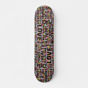 Skateboard affirmations noir - motif du coeur