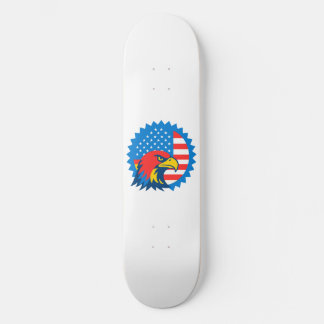 Skateboard Aigle à tête blanche sur le drapeau américain rond