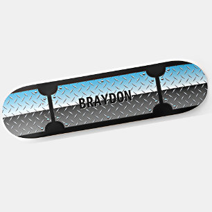 Skateboard Ajouter le nom initial, bleu argenté brillant appa