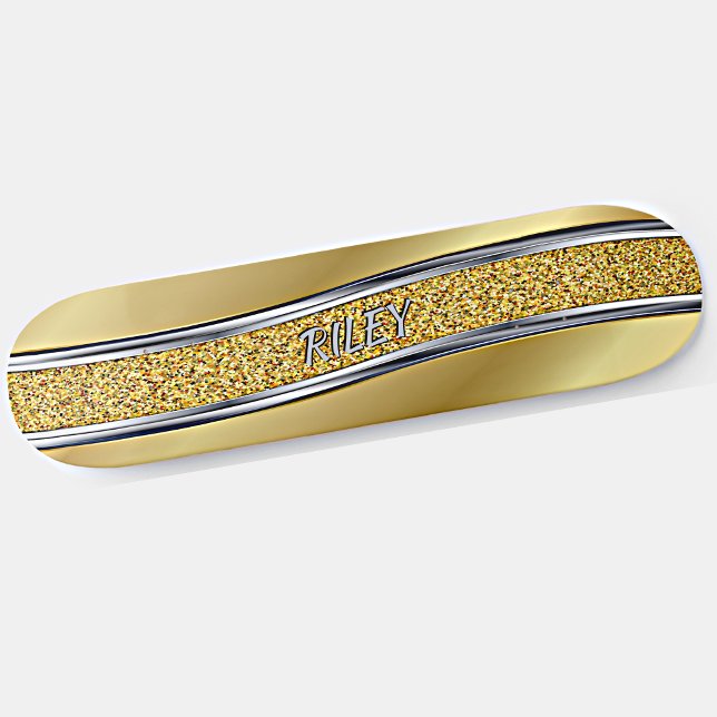 Skateboard Ajouter le nom Initiales, Argent Métallique Argent (Créateur téléchargé)