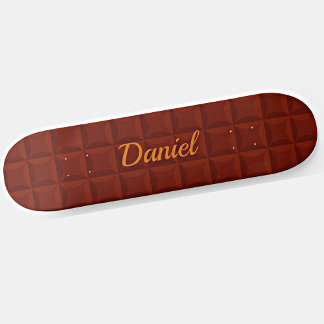 Skateboard Ajouter un nom Initiales Brown Carrés de coussin