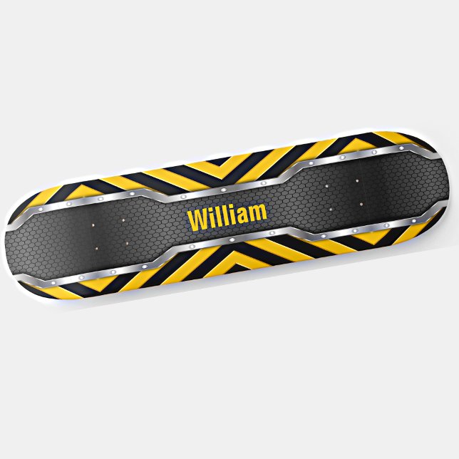 Skateboard Ajouter un nom Initiales Sécurité Yellow & Black M (Créateur téléchargé)
