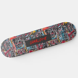 Skateboard Ajouter un nom, rouge bleu jaune