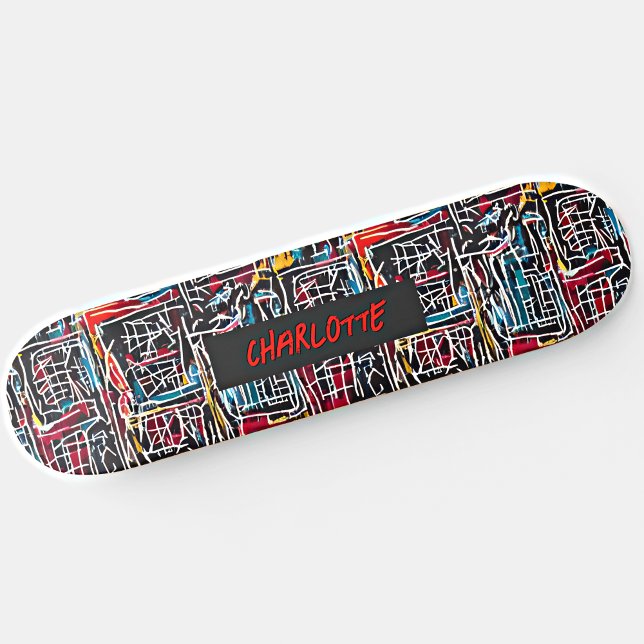 Skateboard Ajouter un nom, rouge bleu jaune (Créateur téléchargé)
