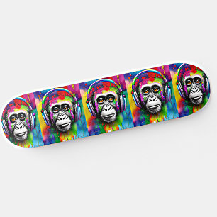 Skateboard Ajouter un nom, Singe coloré avec casque