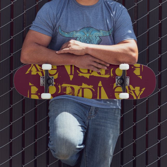 Skateboard Ajouter Votre Propre Nom Personnalisé Magenta Pers (Extérieur 3)