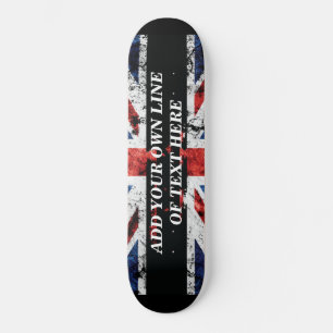 Skateboard Ajouter votre texte sur le drapeau anglais Jeu d'o
