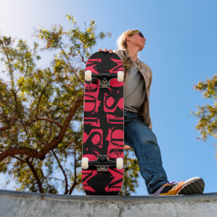 Skateboard Ajoutez Votre Propre Nom Personnalisé Neon Rose Pe