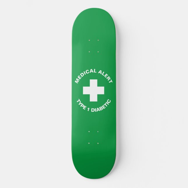 Skateboard Alerte Médicale personnalisée Cadeau Diabétique Ve (Recto)