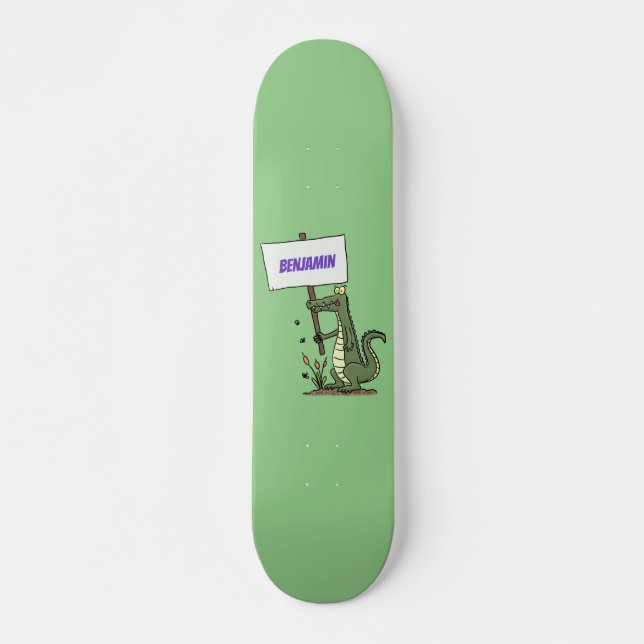 Skateboard Aligator de crocodile drôle avec dessin animé (Devant)